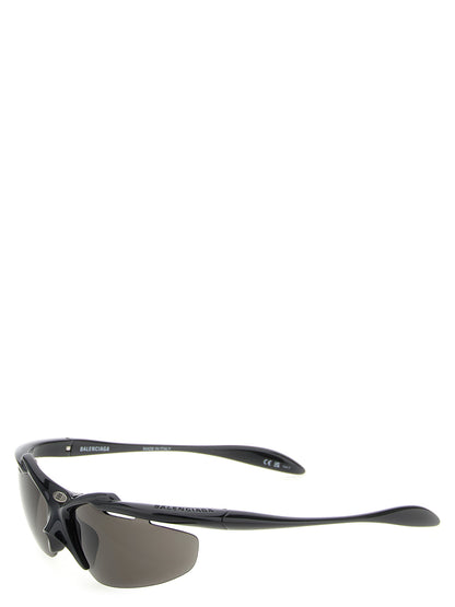 Sunglasses by Balenciaga for men in bos taurus suede calf leather black features a contemporary silhouette, showcasing a contemporary in black coloured frame with high-performance .