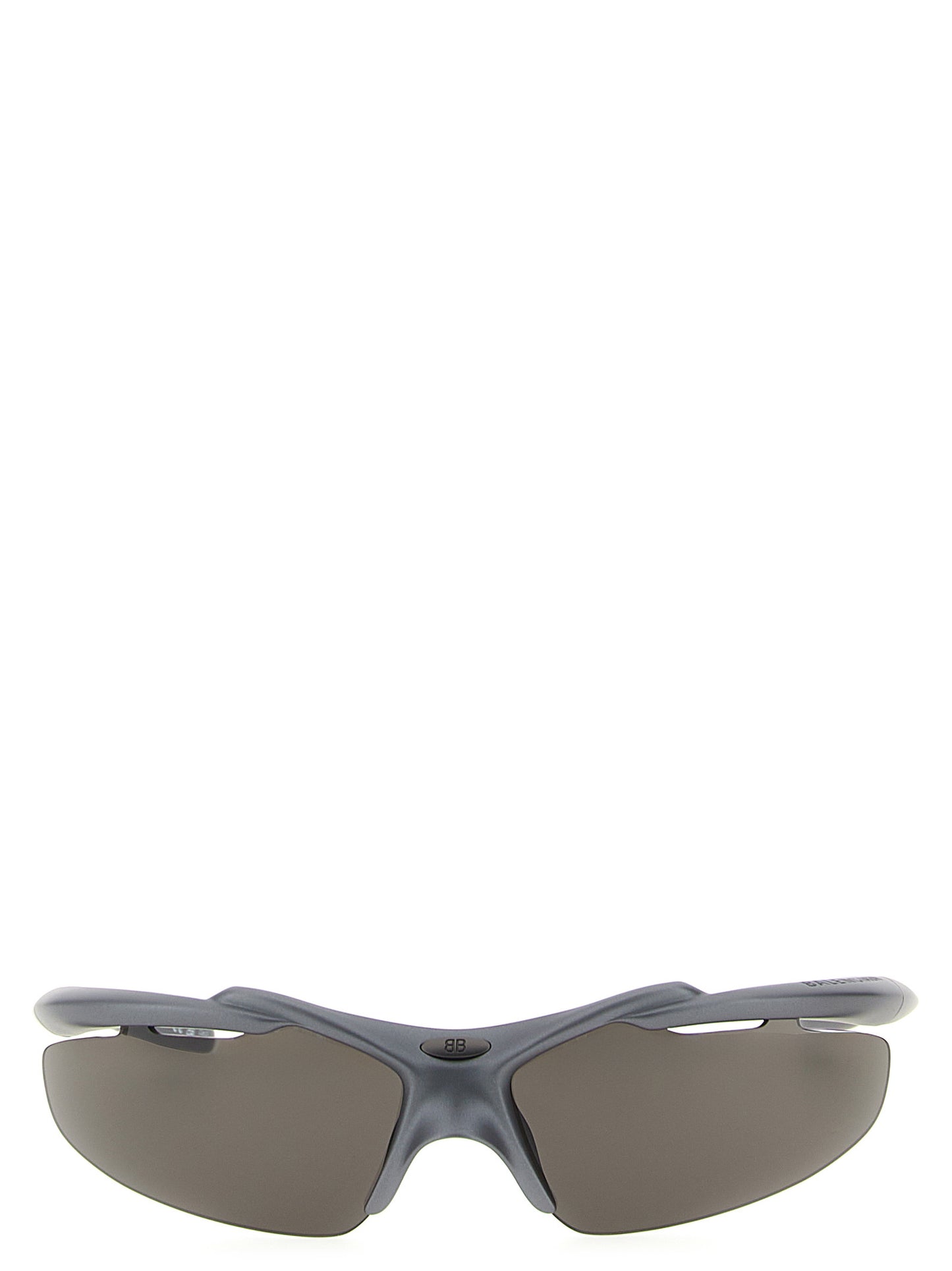This Sunglasses by Balenciaga for men in bos taurus suede calf leather gray presents a sumptuous silhouette, showcasing a sumptuous in gray coloured frame and high-performance .