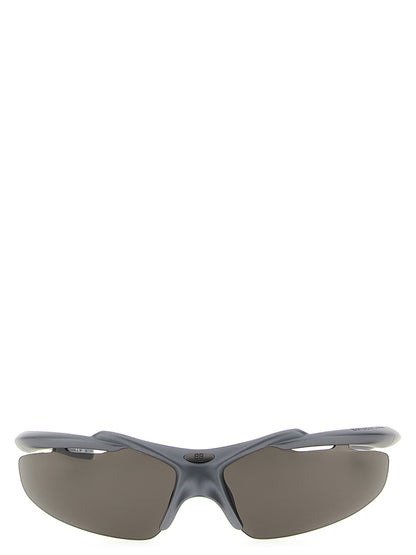 This Sunglasses by Balenciaga for men in bos taurus suede calf leather gray presents a sumptuous silhouette, showcasing a sumptuous in gray coloured frame and high-performance .