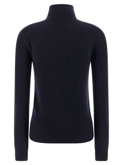 Cardigan by Balenciaga for women in polyamide & cashmere blue features an impeccable silhouette, showcasing a sophisticated turtle high-neck neckline and detail for a truly impeccable finish.