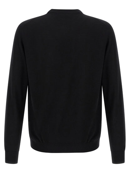 Cardigan by Fendi for men in black features an impeccable silhouette, showcasing a sophisticated crew neckline and detail for a truly impeccable finish.