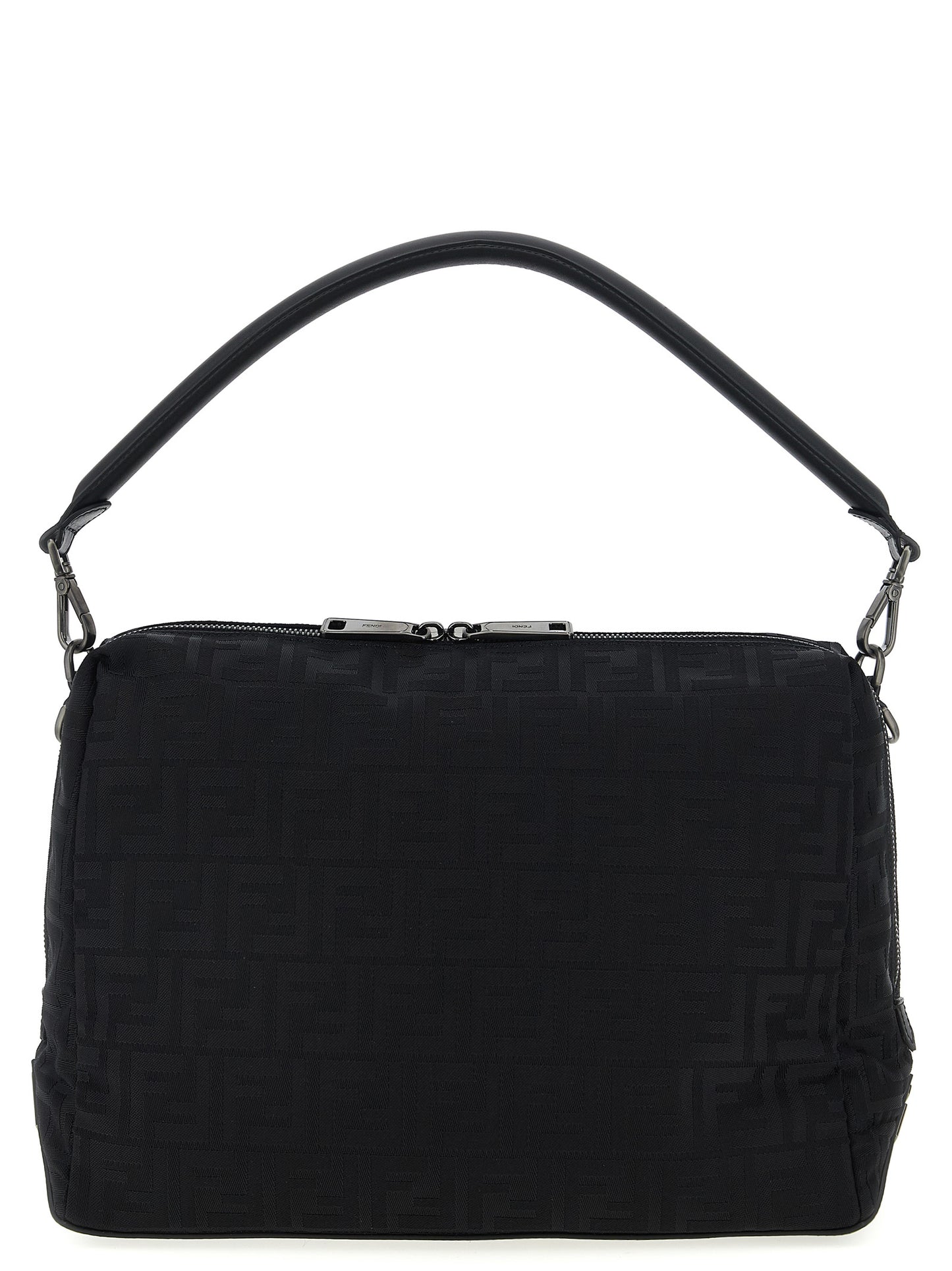 Large Shoulder Bag by Fendi for men in calf leather & poly nylon black features an effortlessly chic silhouette with a secure zipper, ample , and versatile shoulder-strap, adjustable-strap, detachable-strap & handle for effortlessly chic everyday luxury.