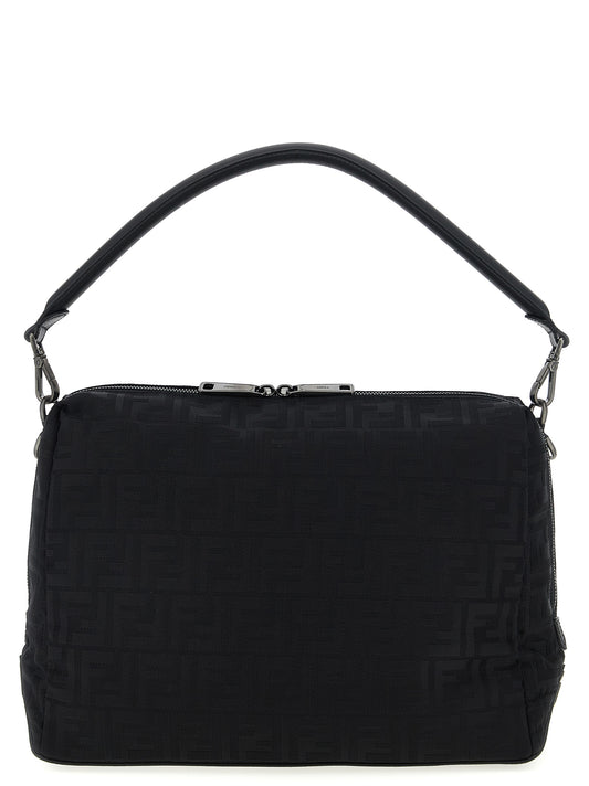 Large Shoulder Bag by Fendi for men in calf leather & poly nylon black features an effortlessly chic silhouette with a secure zipper, ample , and versatile shoulder-strap, adjustable-strap, detachable-strap & handle for effortlessly chic everyday luxury.