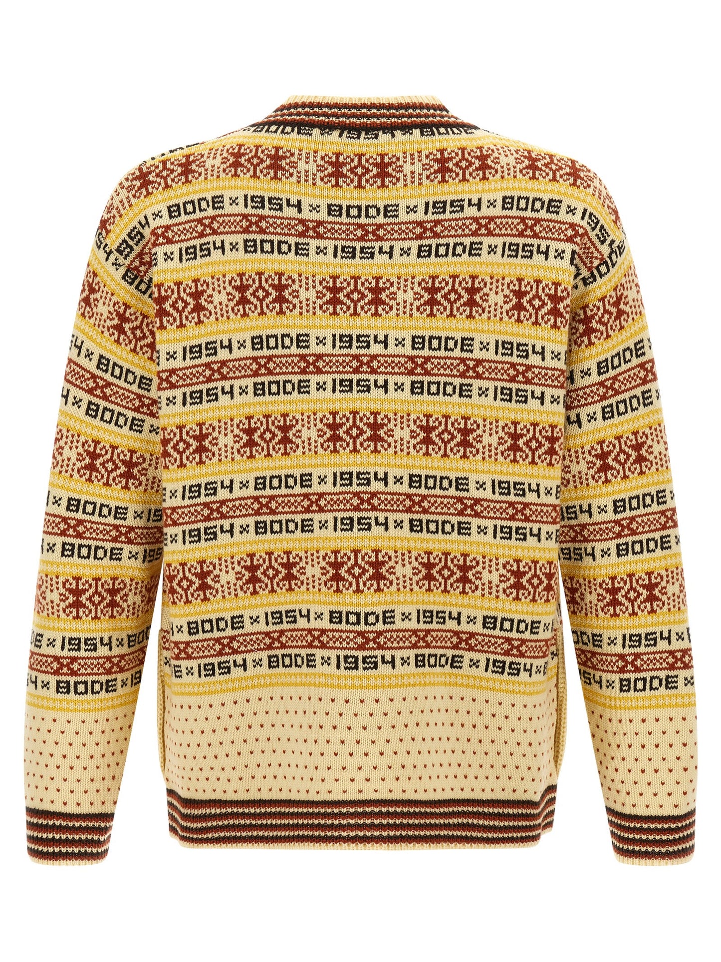 Cardigan by BODE for men in wool multicolor, patterned & jacquard presents a textural silhouette, artfully finished with a textural crew neckline and for a sophisticated, textural look.