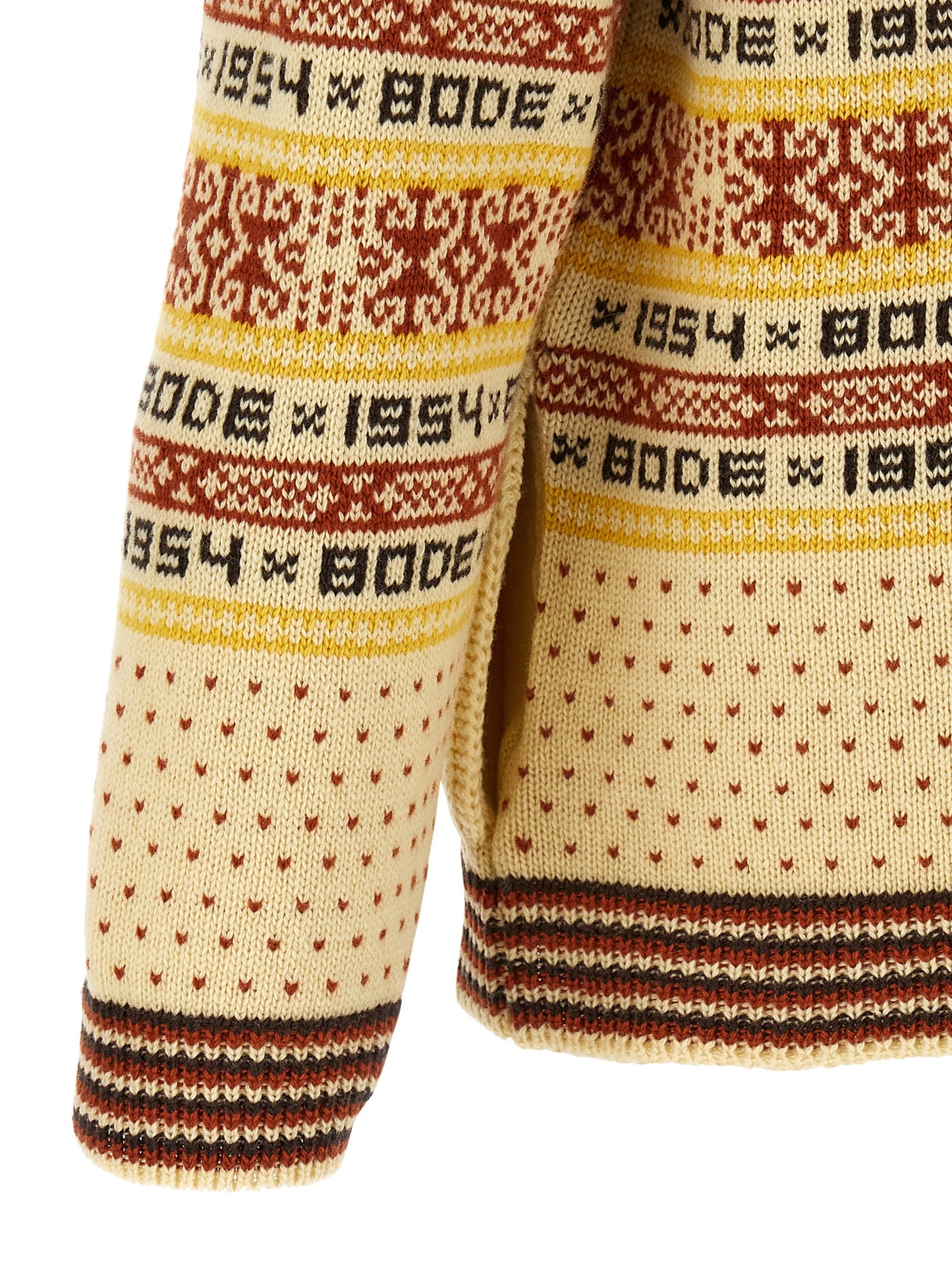 Cardigan by BODE for men in wool multicolor, patterned & jacquard features a nuanced silhouette with a refined and nuanced detailing for a sophisticated look.