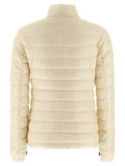 Puffer Jacket by Moncler Grenoble for women in polyamide & goose-down white & signature features a city-ready silhouette, detailed with insulated and a city-ready high-neck neckline.