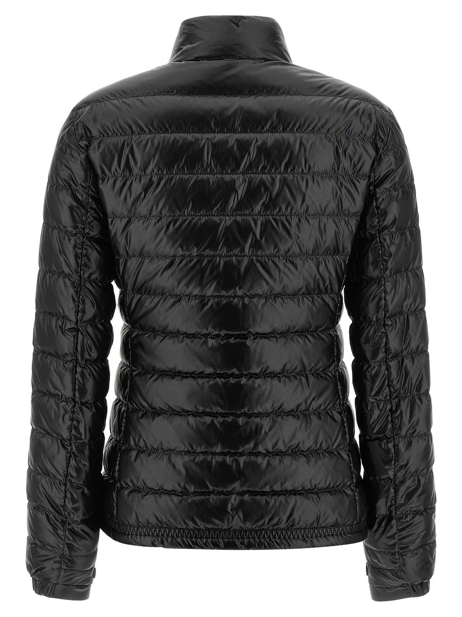 Puffer Jacket by Moncler Grenoble for women in nylon & goose-down black & signature features a city-ready silhouette, detailed with insulated and a city-ready high-neck neckline.