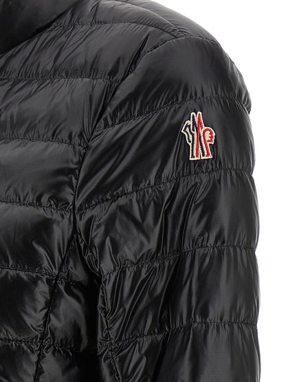 Puffer Jacket by Moncler Grenoble for women in nylon & goose-down black & signature presents a effortlessly chic silhouette, showcasing a sophisticated and premium insulated for a truly effortlessly chic finish.