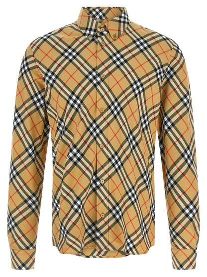 Shirt by Burberry for men in cotton beige, signature & print features an polished silhouette, showcasing a sophisticated and detail for a truly polished finish.