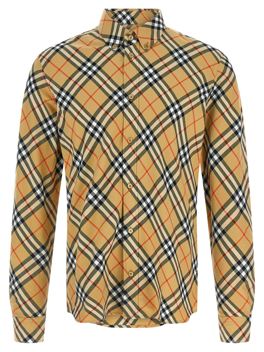Shirt by Burberry for men in cotton beige, signature & print features an polished silhouette, showcasing a sophisticated and detail for a truly polished finish.