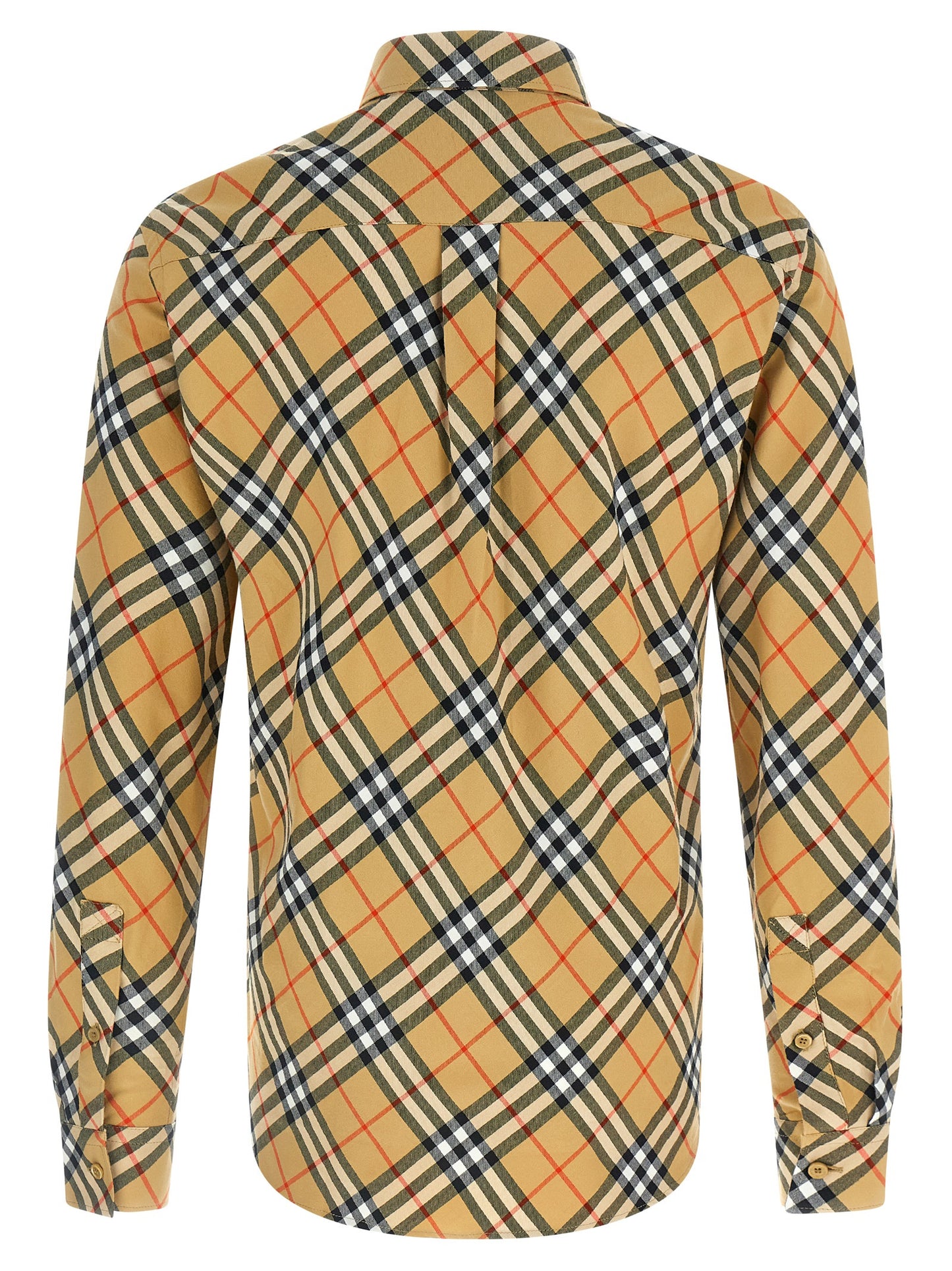 Shirt by Burberry for men in cotton beige, signature & print showcases a sleek silhouette, elegantly detailed with a sleek and for a sleek finish.