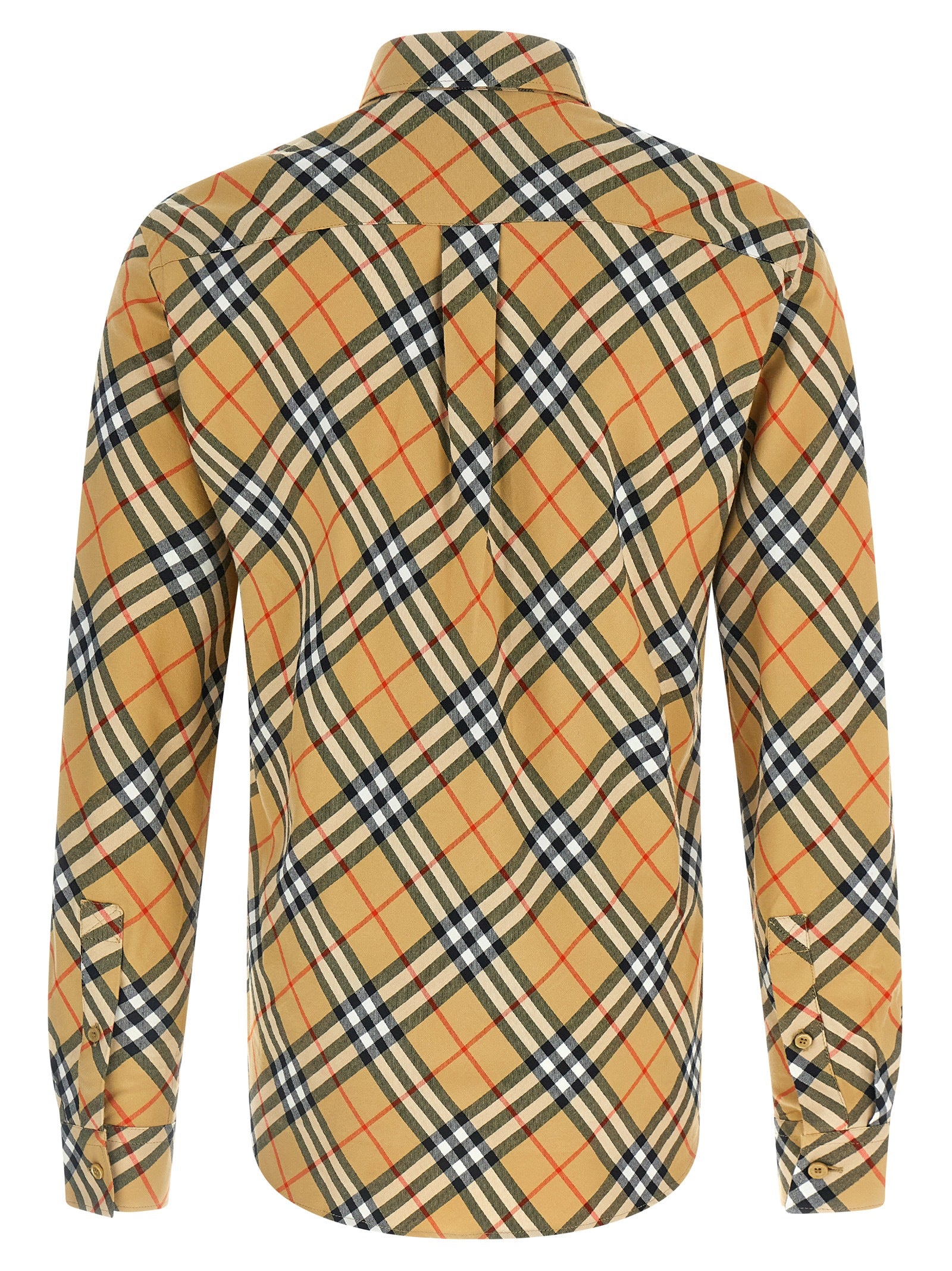 Shirt by Burberry for men in cotton beige, signature & print showcases a sleek silhouette, elegantly detailed with a sleek and for a sleek finish.
