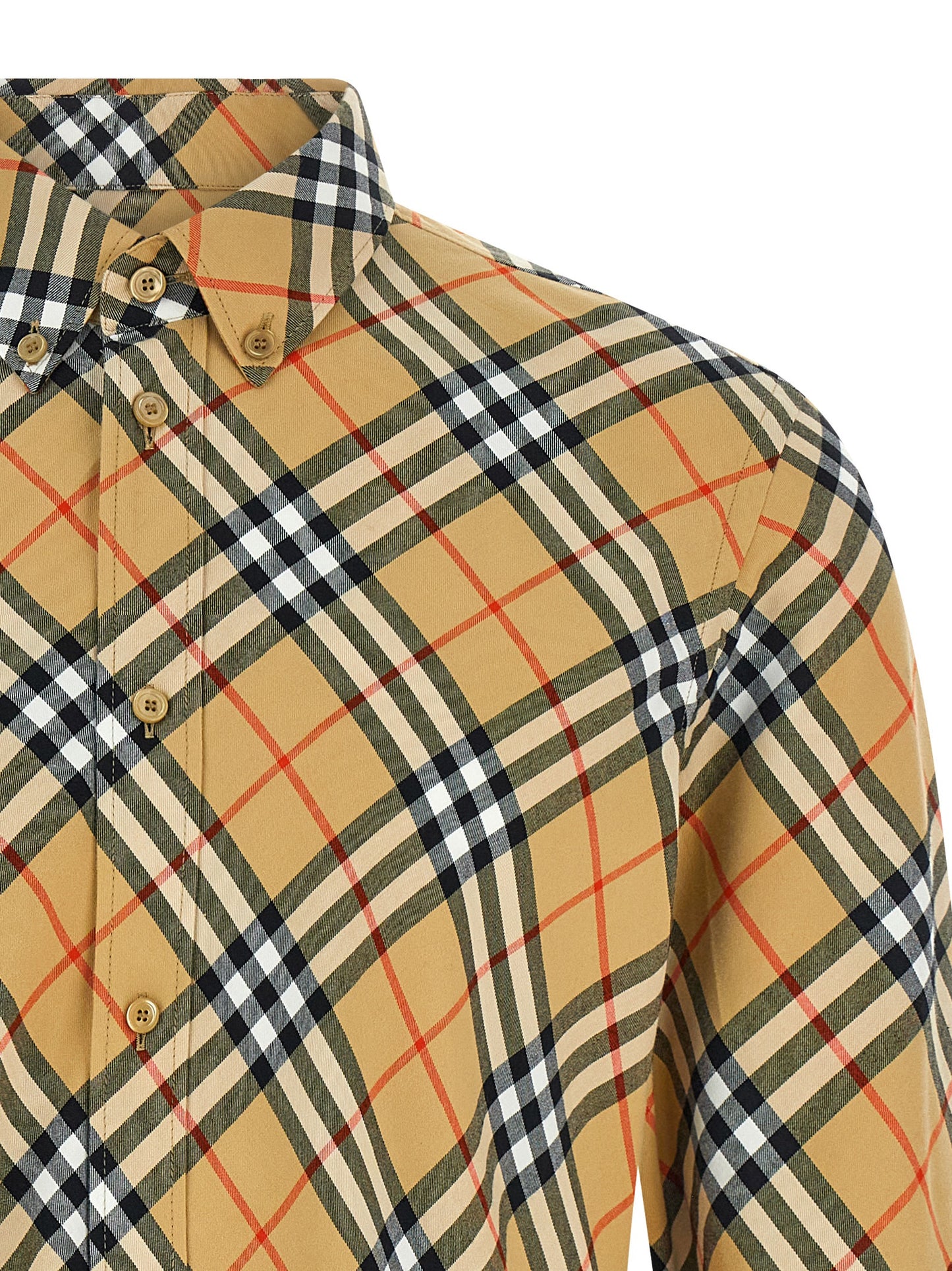 Shirt by Burberry for men in cotton beige, signature & print presents a discerning silhouette, showcasing a sophisticated and for a truly discerning finish.