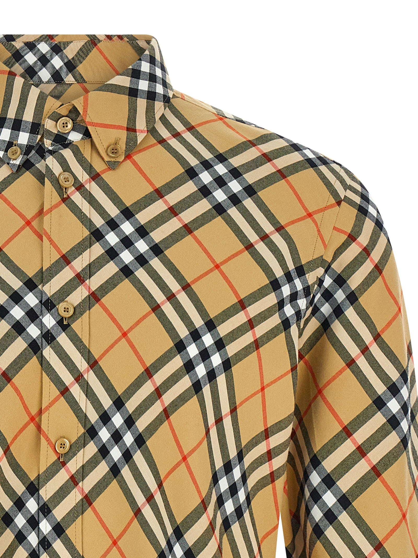 Shirt by Burberry for men in cotton beige, signature & print presents a discerning silhouette, showcasing a sophisticated and for a truly discerning finish.
