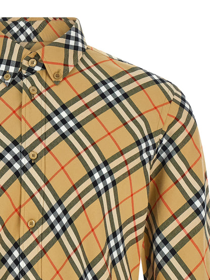 Shirt by Burberry for men in cotton beige, signature & print presents a discerning silhouette, showcasing a sophisticated and for a truly discerning finish.