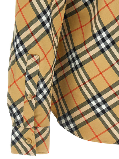 Shirt by Burberry for men in cotton beige, signature & print features an polished silhouette, showcasing a sophisticated and detail for a truly polished finish.