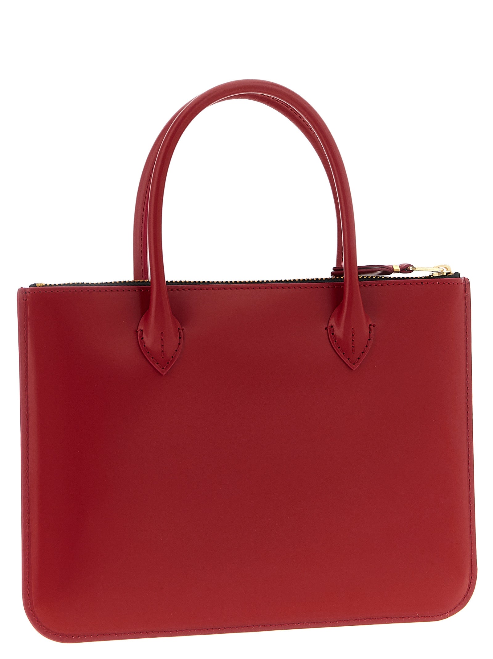 Handbag by Comme Des Garçons for unisex in bos taurus calf suede leather multicolor & red features a contemporary silhouette, showcasing a secure zipper, ample , and contemporary handle for a sophisticated look.