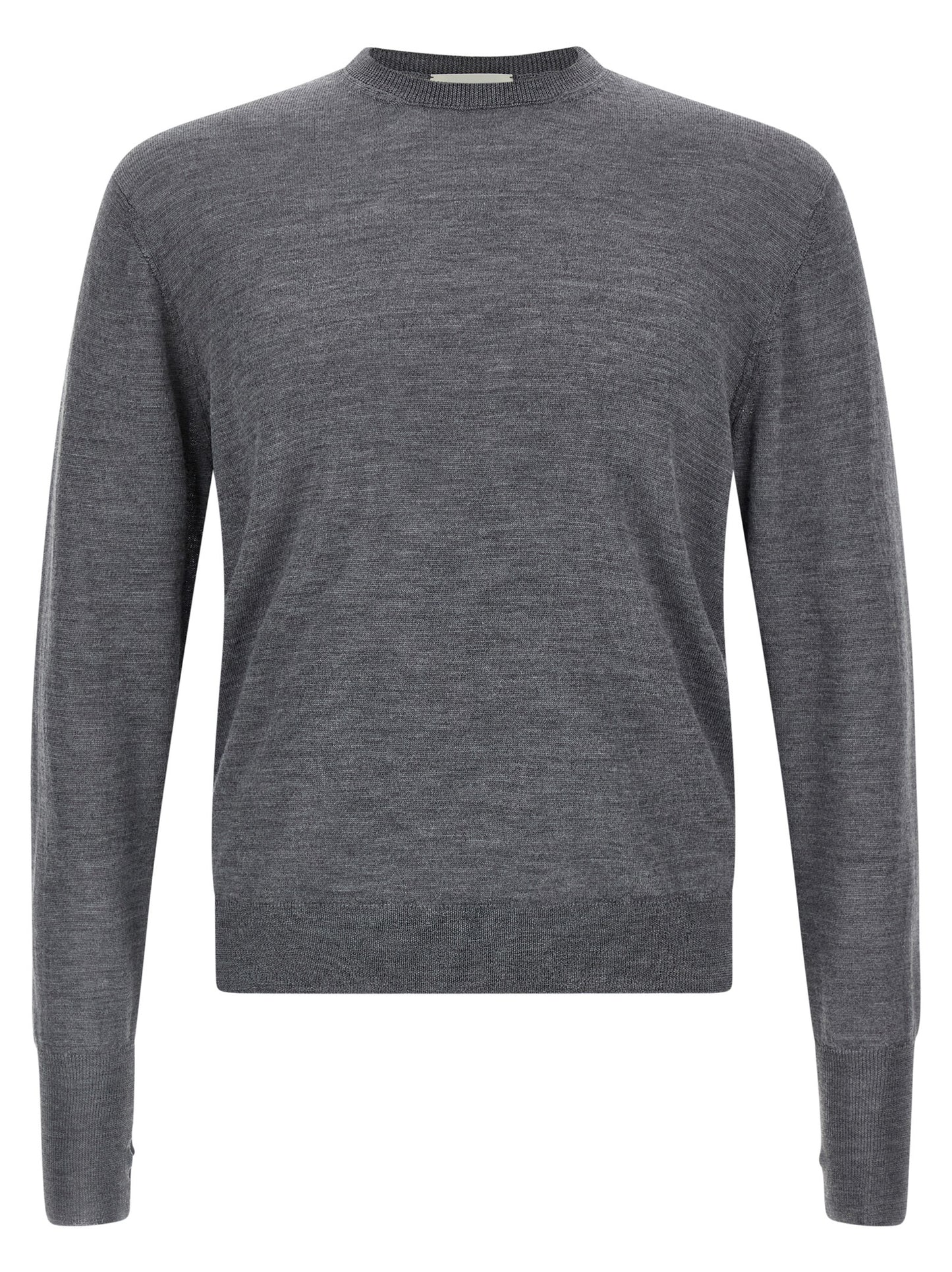 Cardigan by MA'RY'YA for men in cashmere modacrylic merino wool blend gray features a nuanced silhouette with a refined crew neckline and nuanced detailing for a sophisticated look.