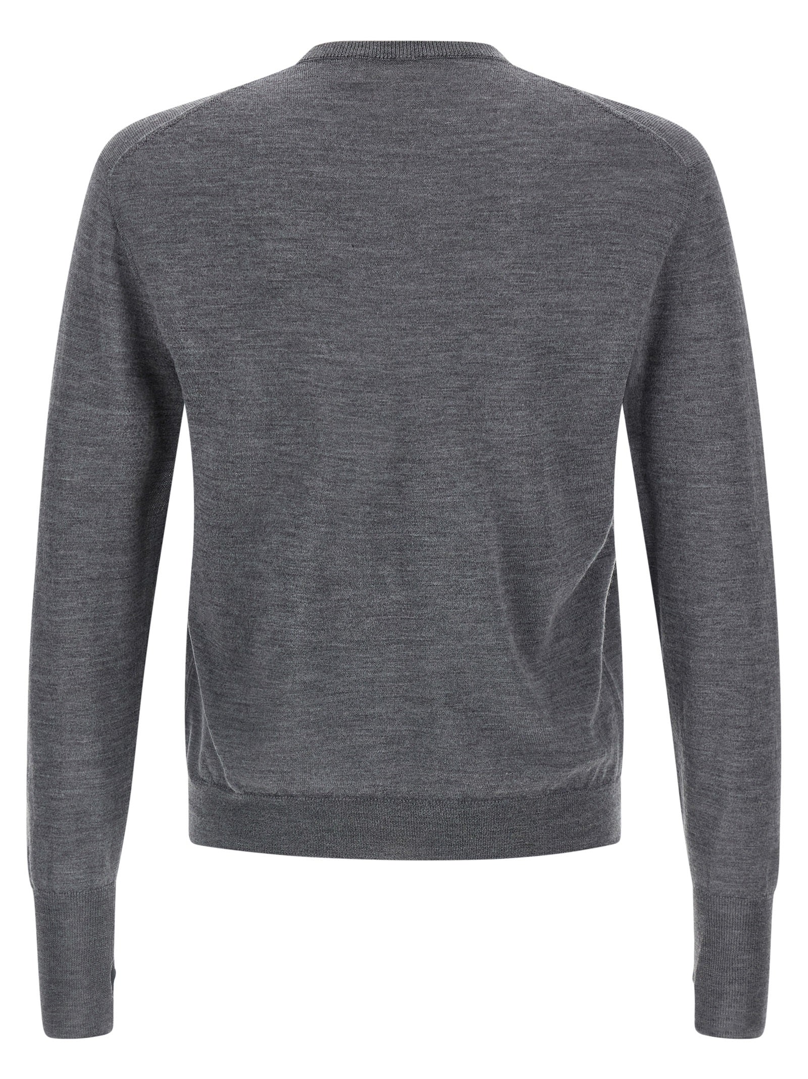 Cardigan by MA'RY'YA for men in cashmere modacrylic merino wool blend gray showcases a captivating silhouette, artfully detailed with a captivating and crew neckline for a truly sophisticated captivating look.