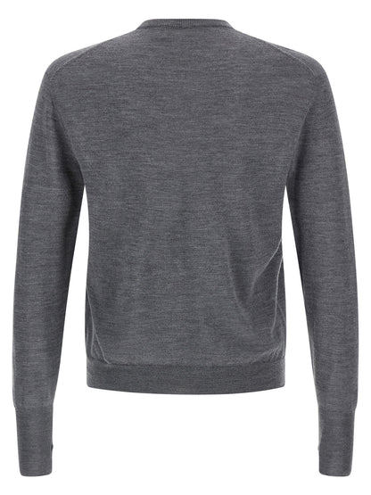 Cardigan by MA'RY'YA for men in cashmere modacrylic merino wool blend gray showcases a captivating silhouette, artfully detailed with a captivating and crew neckline for a truly sophisticated captivating look.