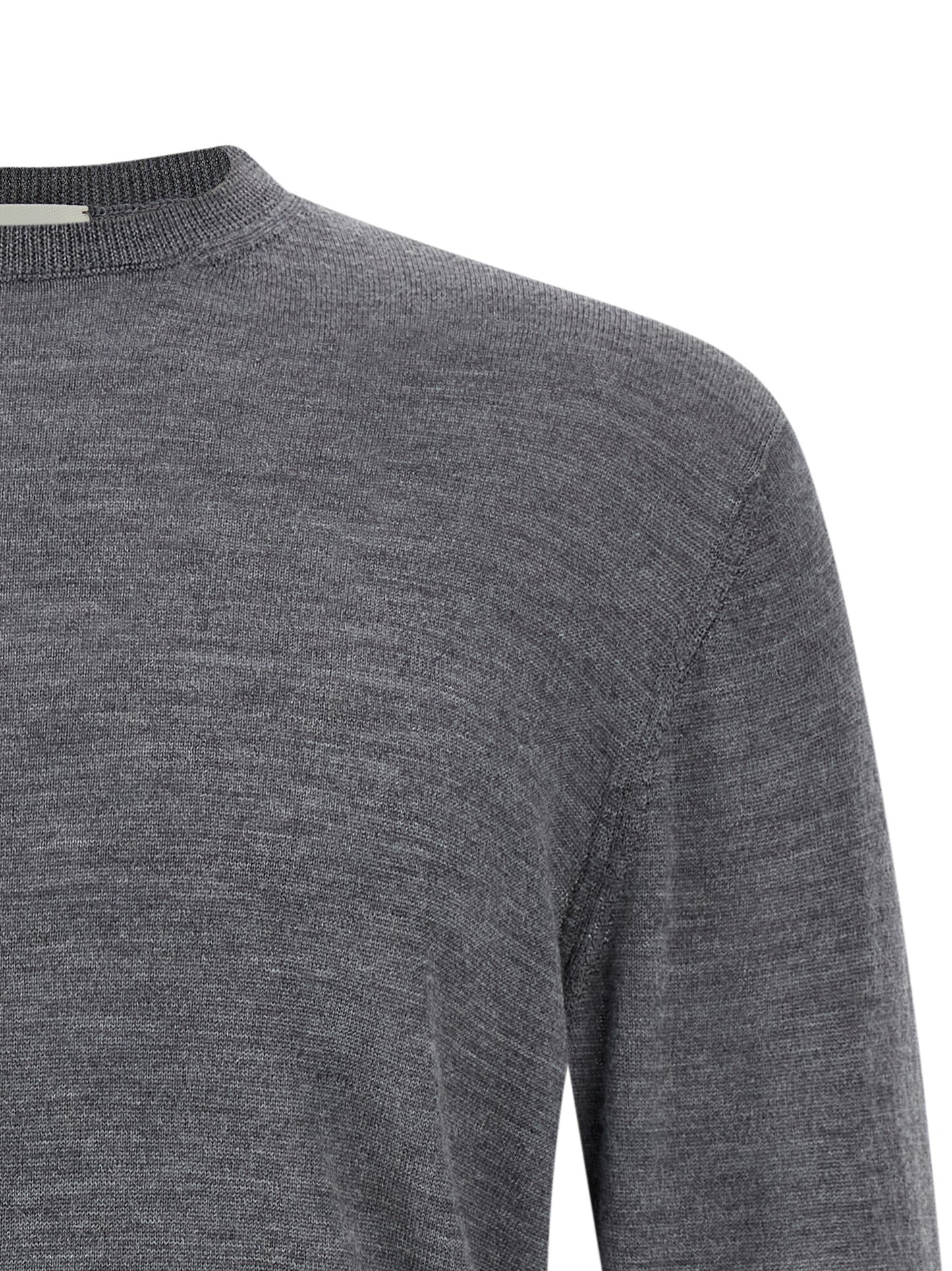 Cardigan by MA'RY'YA for men in cashmere modacrylic merino wool blend gray features an crisp silhouette, showcasing a sophisticated crew neckline and detail for a truly crisp finish.