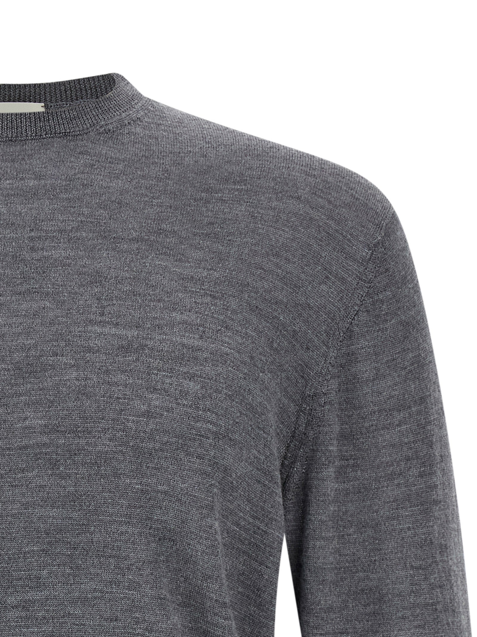 Cardigan by MA'RY'YA for men in cashmere modacrylic merino wool blend gray features an crisp silhouette, showcasing a sophisticated crew neckline and detail for a truly crisp finish.