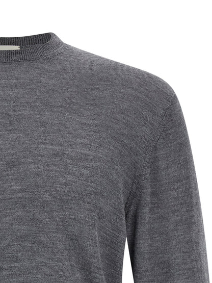 Cardigan by MA'RY'YA for men in cashmere modacrylic merino wool blend gray features an crisp silhouette, showcasing a sophisticated crew neckline and detail for a truly crisp finish.