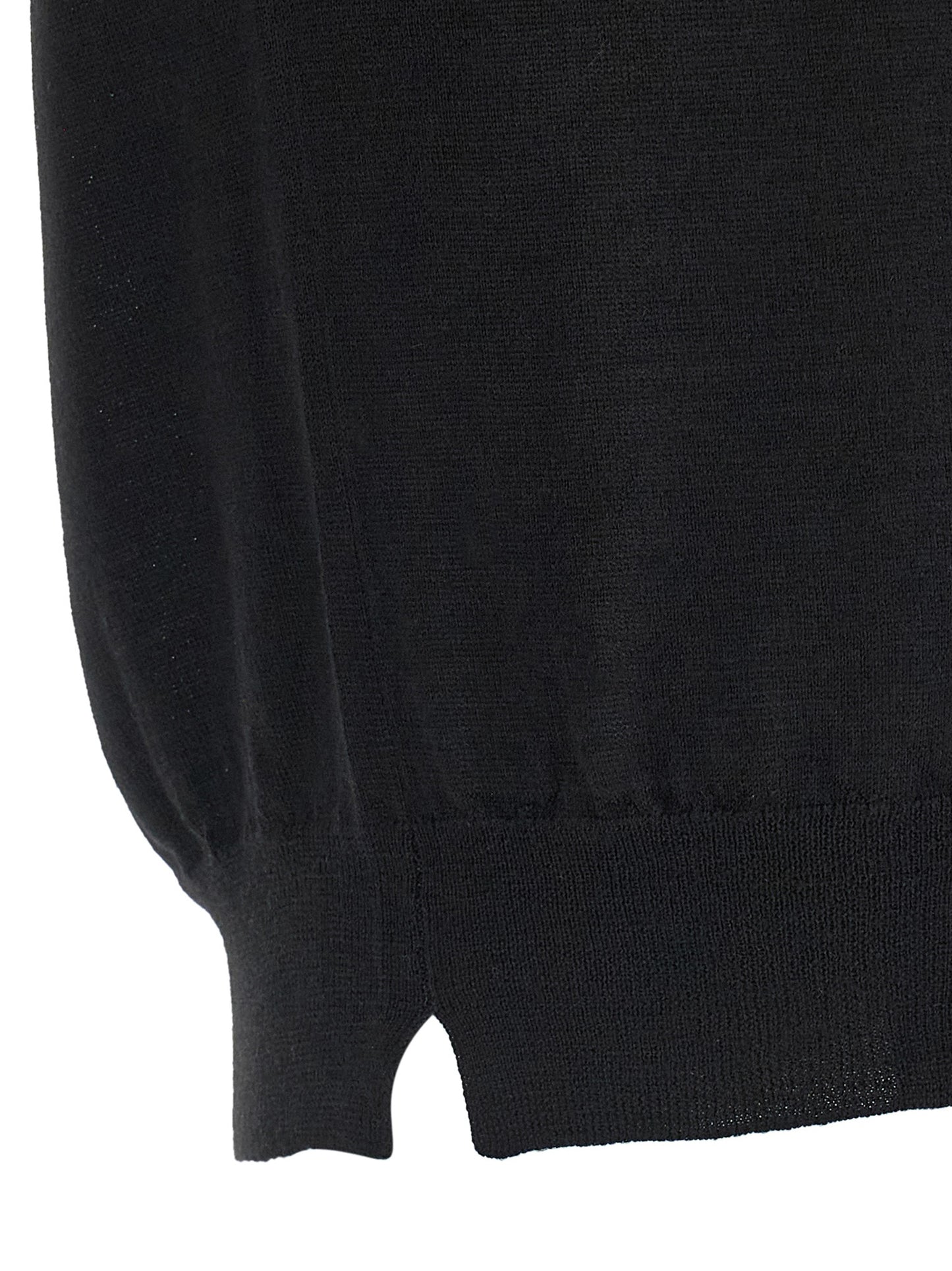 Cardigan by MA'RY'YA for men in cashmere modacrylic merino wool blend black showcases a luxurious silhouette, meticulously detailed with a sophisticated crew neckline and for a refined finish.