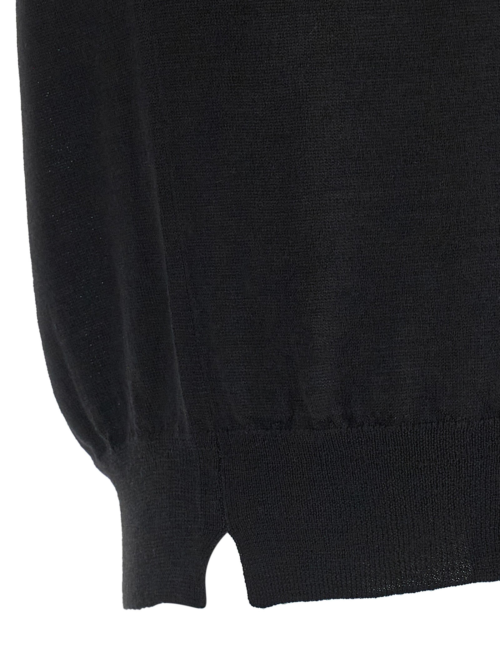 Cardigan by MA'RY'YA for men in cashmere modacrylic merino wool blend black showcases a luxurious silhouette, meticulously detailed with a sophisticated crew neckline and for a refined finish.