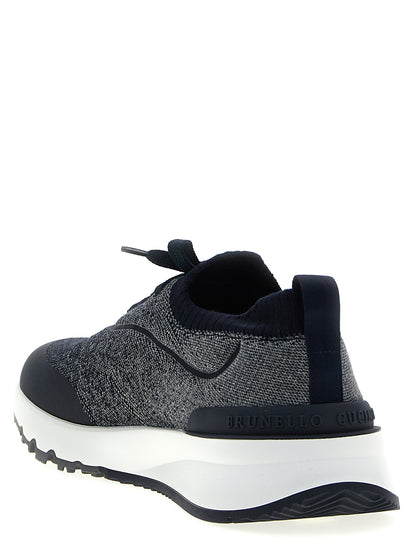 Athletic Sneakers Brunello Cucinelli men tu polyamide & cotton blue featuring a avant-garde Men's Slip On TU Polyamide & Cotton Athletic Sneakers design with a avant-garde slip-on style for a refined finish.