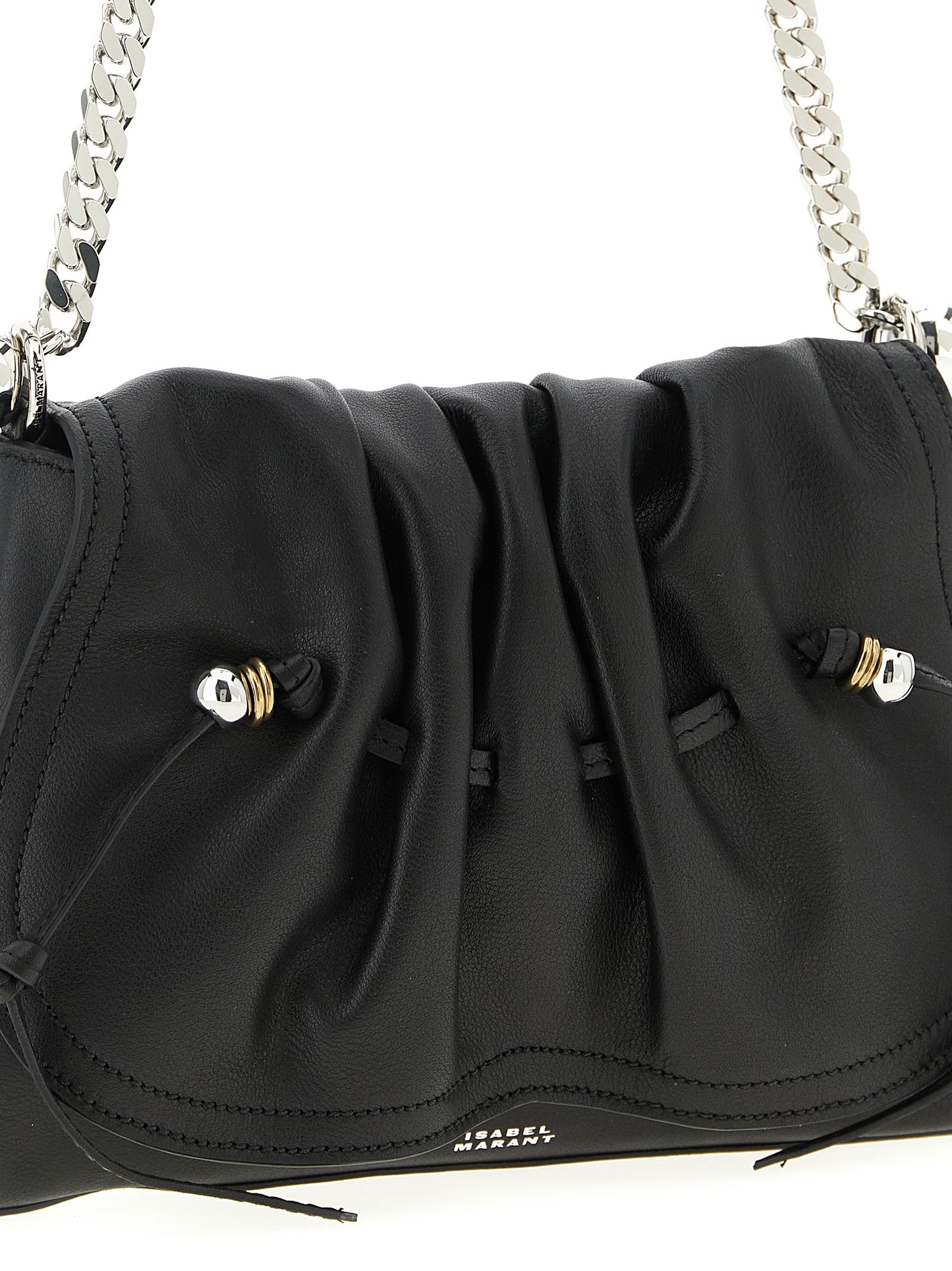 Shoulder Flap Bag by Isabel Marant for women in calfskin leather black features a distinguished silhouette, showcasing a secure flap & magnetic and distinguished with versatile shoulder-strap for a distinguished finish.