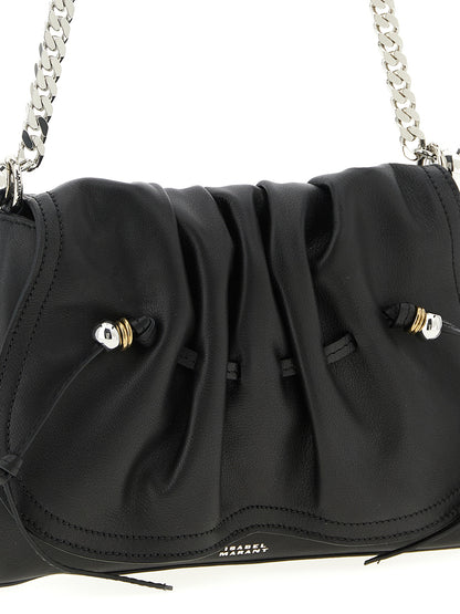 Shoulder Flap Bag by Isabel Marant for women in calfskin leather black features a distinguished silhouette, showcasing a secure flap & magnetic and distinguished with versatile shoulder-strap for a distinguished finish.