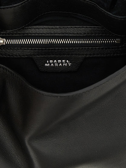 Shoulder Flap Bag by Isabel Marant for women in calfskin leather black features an effortlessly chic silhouette with a secure flap & magnetic, ample , and versatile shoulder-strap for effortlessly chic everyday luxury.