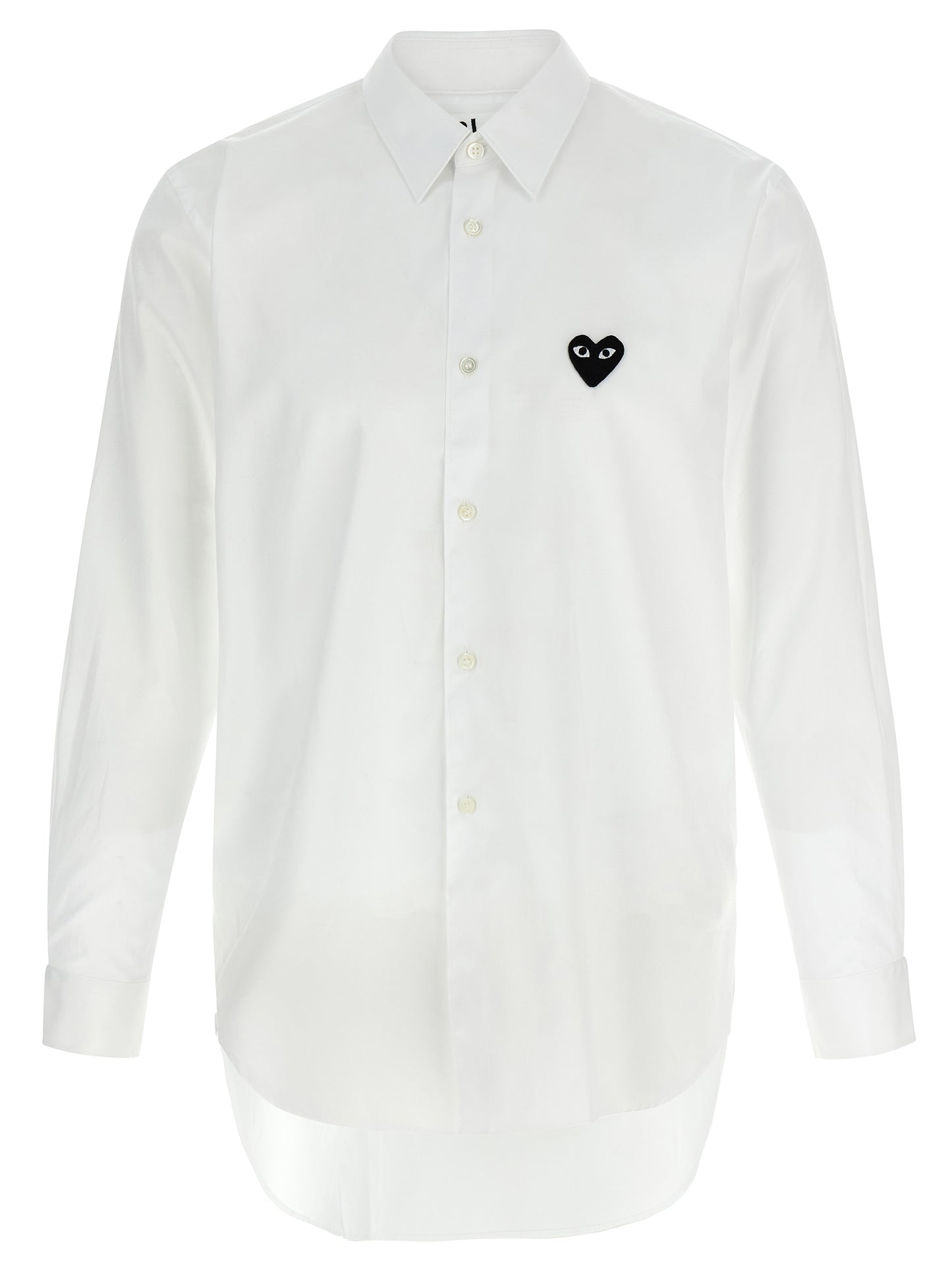 Comme Des Garçons Play Heart Play Men's Flared Cotton Shirt - Black White