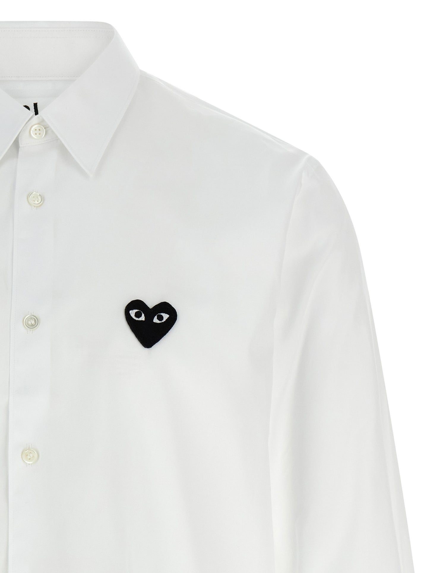 Comme Des Garçons Play Heart Play Men's Flared Cotton Shirt - Black White