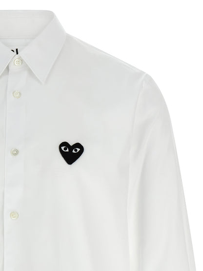 Comme Des Garçons Play Heart Play Men's Flared Cotton Shirt - Black White