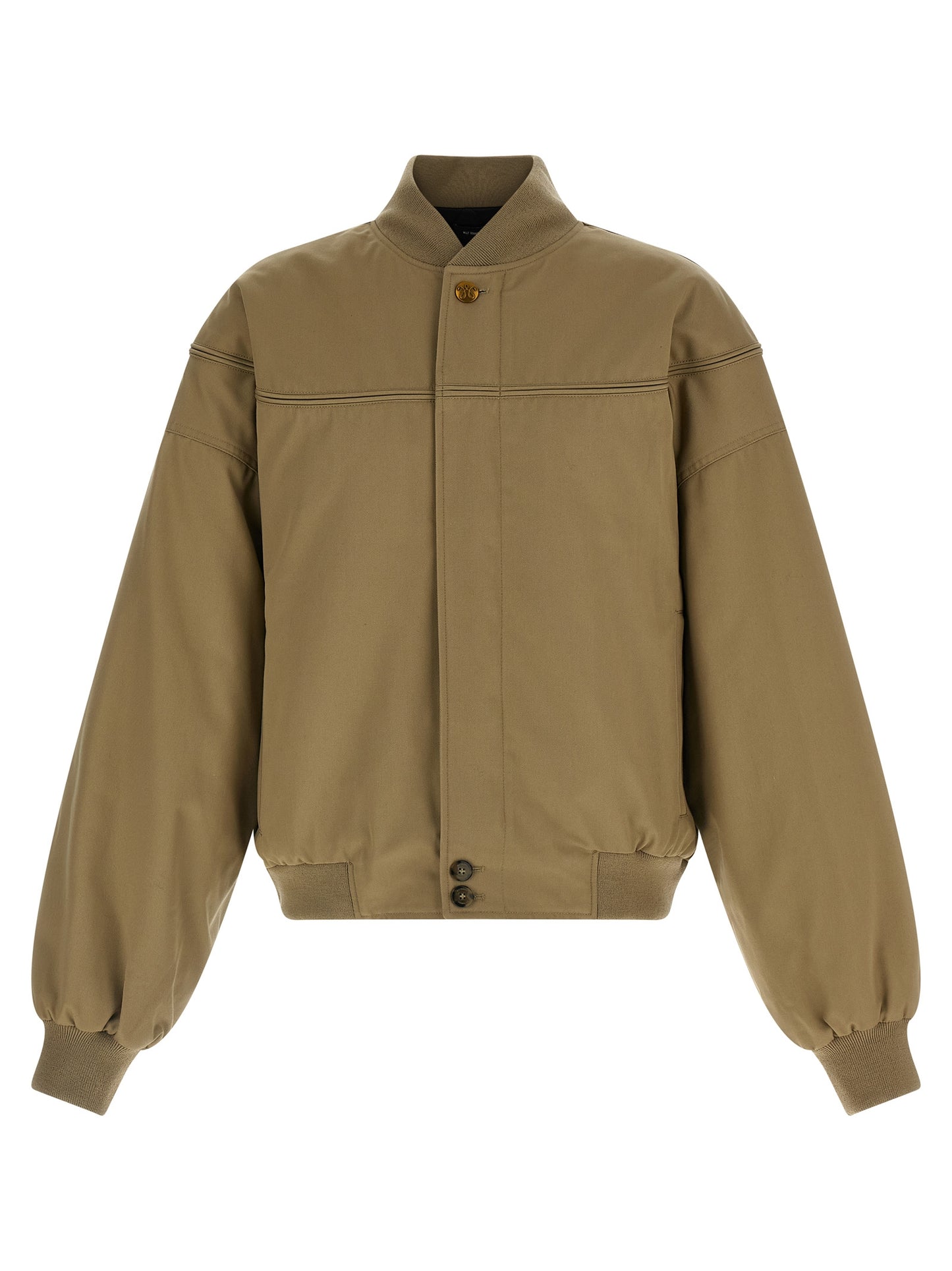 Bomber Jacket by WILLY CHAVARRIA for men in poly cotton canvas & nylon beige features an contemporary silhouette, showcasing a sophisticated and contemporary pockets for a truly refined look.