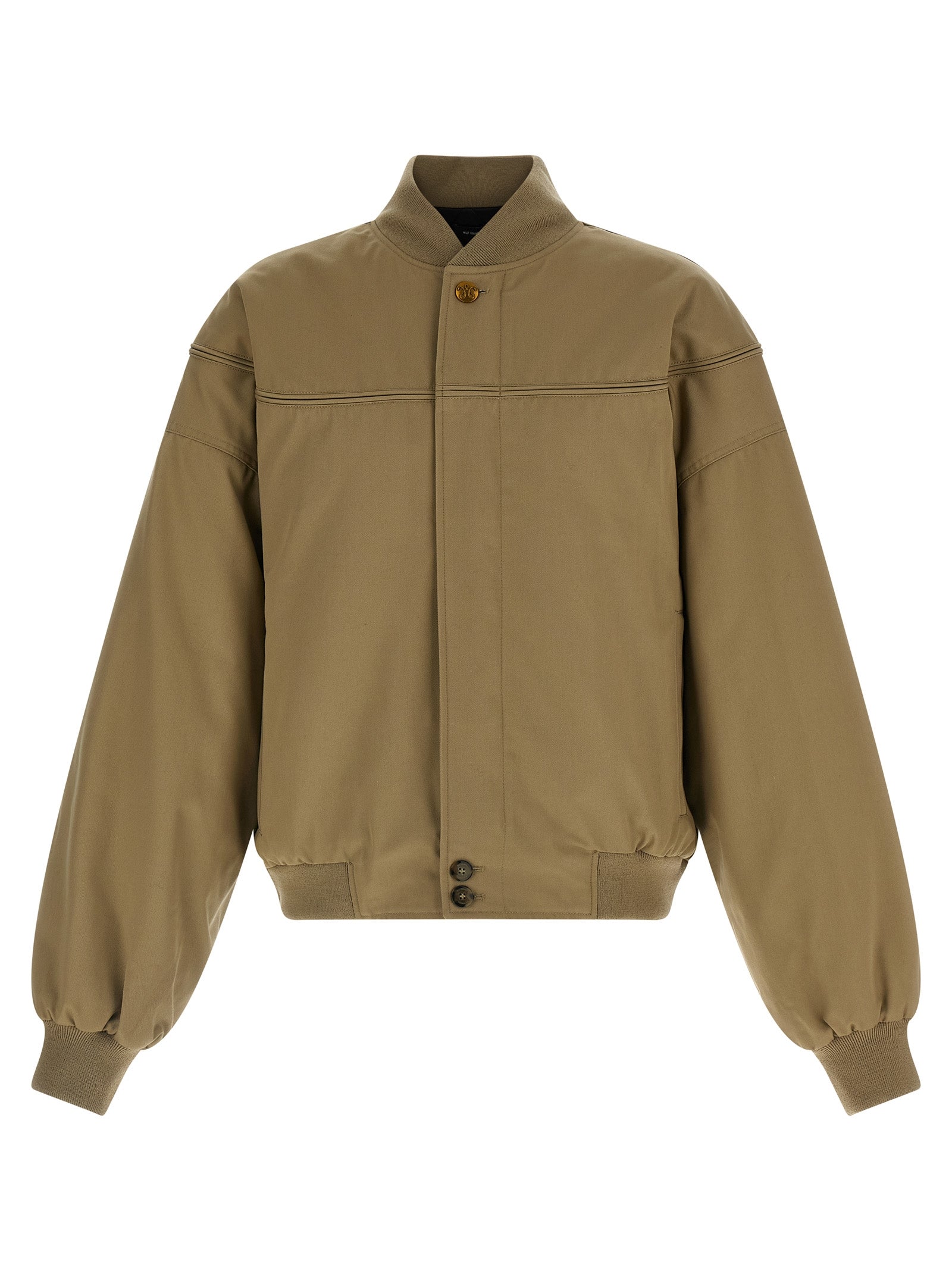 Bomber Jacket by WILLY CHAVARRIA for men in poly cotton canvas & nylon beige features an contemporary silhouette, showcasing a sophisticated and contemporary pockets for a truly refined look.