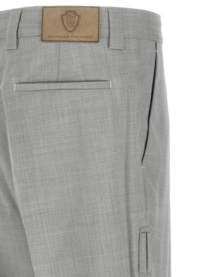 Trousers by Brunello Cucinelli for men in virgin wool & canvas gray presents a smart silhouette, meticulously detailed with a smart regular-fit, a smart long, and a smart .