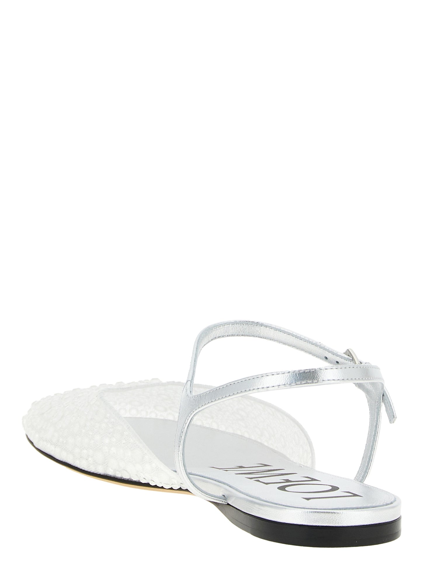 Ballet Flat Shoes by Loewe for women in polyamide polyethylene leather & rhinestone white showcases a dynamic silhouette, artfully capturing Women's Polyamide Polyethylene Leather & Rhinestone Ballet Flat Shoes through its distinctive and elegant .
