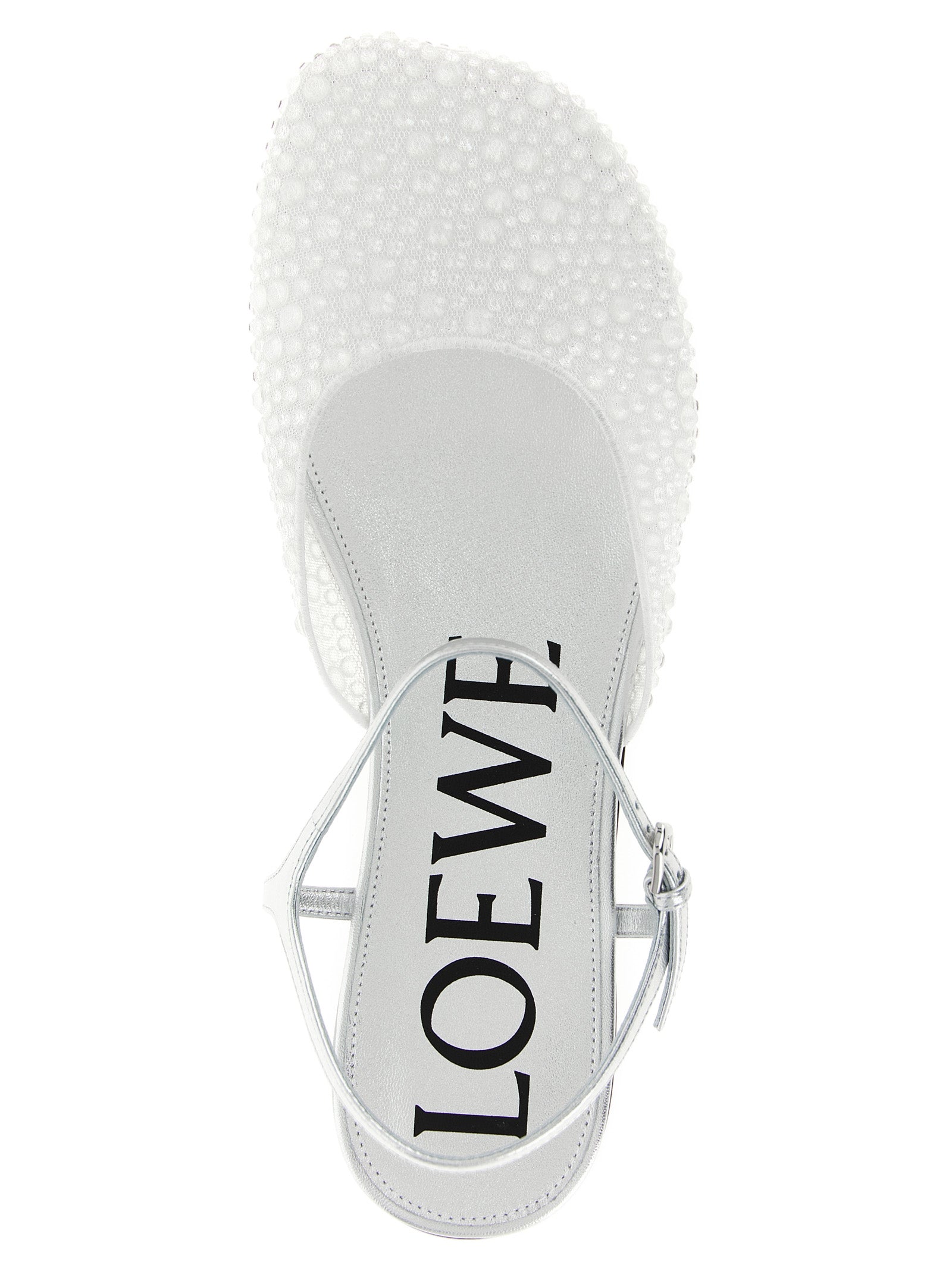 Ballet Flat Shoes by Loewe for women in polyamide polyethylene leather & rhinestone white presents a effortless chic silhouette, showcasing the Women's Polyamide Polyethylene Leather & Rhinestone Ballet Flat Shoes design with a effortless chic and for a sophisticated look.