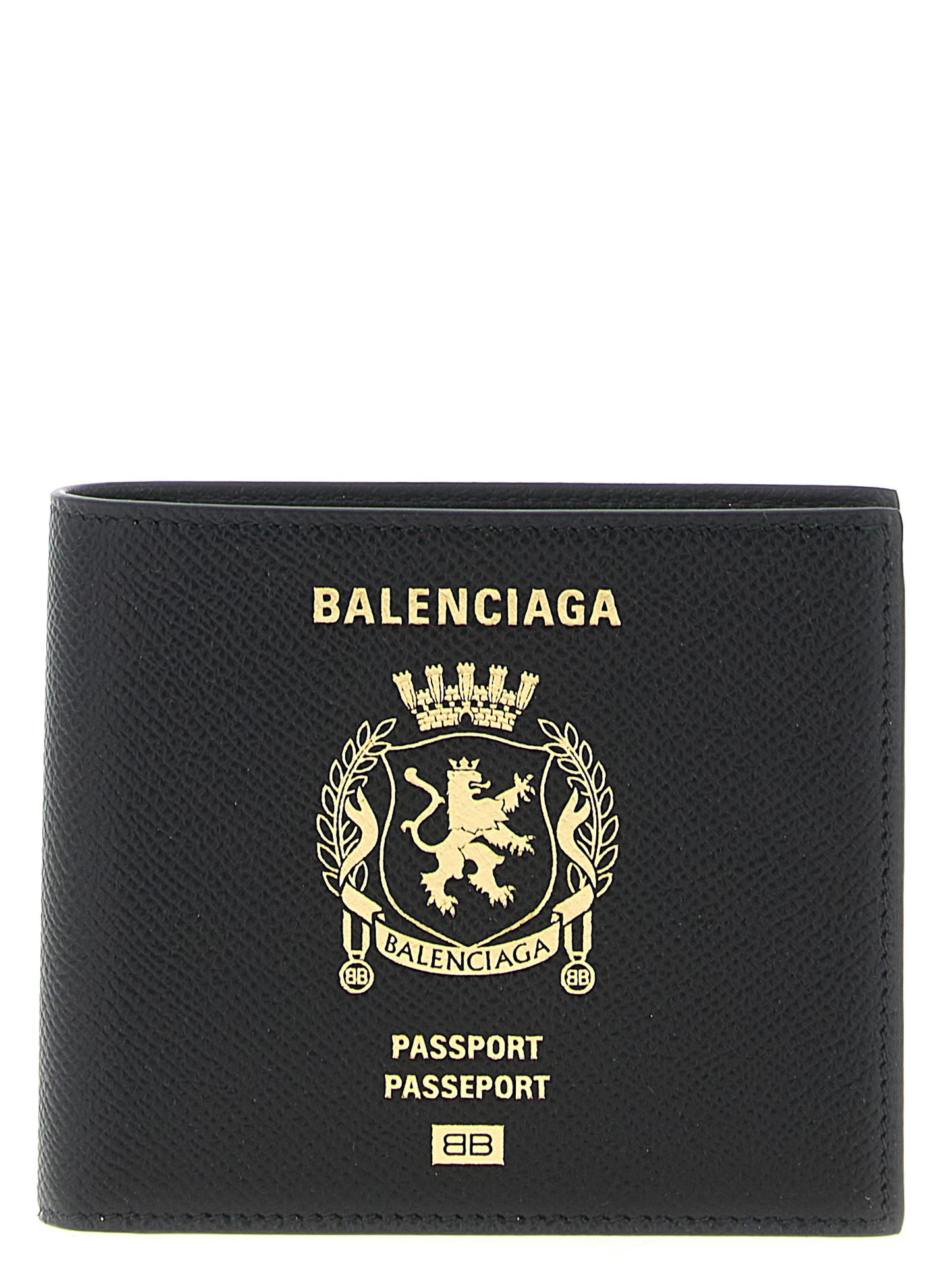 Balenciaga Bos Taurus Calfskin Leather Wallet - Black Print