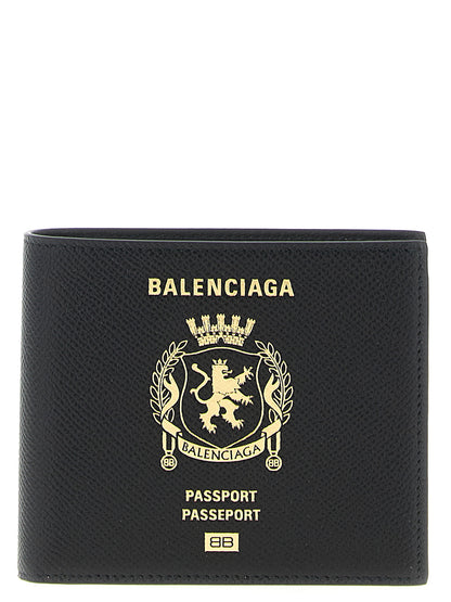 Balenciaga Bos Taurus Calfskin Leather Wallet - Black Print