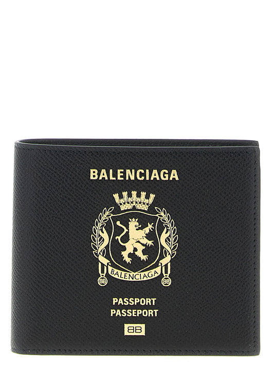 Balenciaga Bos Taurus Calfskin Leather Wallet - Black Print