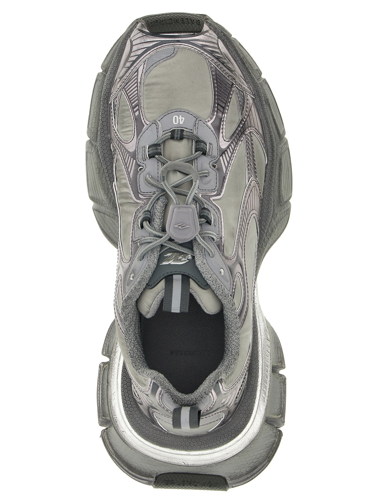Athletic Sneakers by Balenciaga for men in polyester polyurethane & nylon gray showcases a architectural silhouette, artfully capturing the essence of the Men's Athletic Polyester Polyurethane & Nylon Sneakers with its signature architectural athletic style construction.