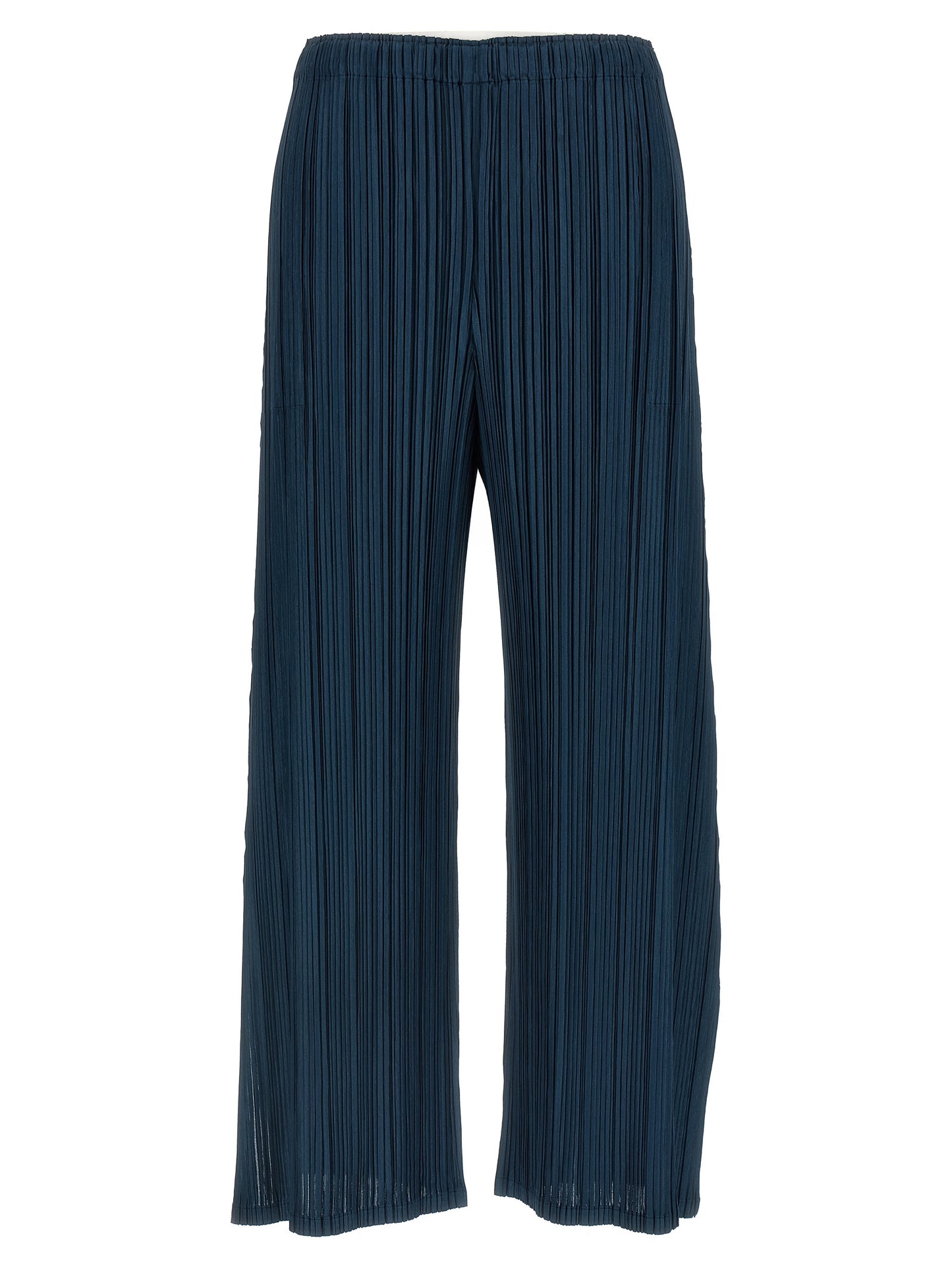 Casual Pants by PLEATS PLEASE ISSEY MIYAKE for women in polyester blue & signature features an sartorial wide and long with a cut for a sartorial finish.