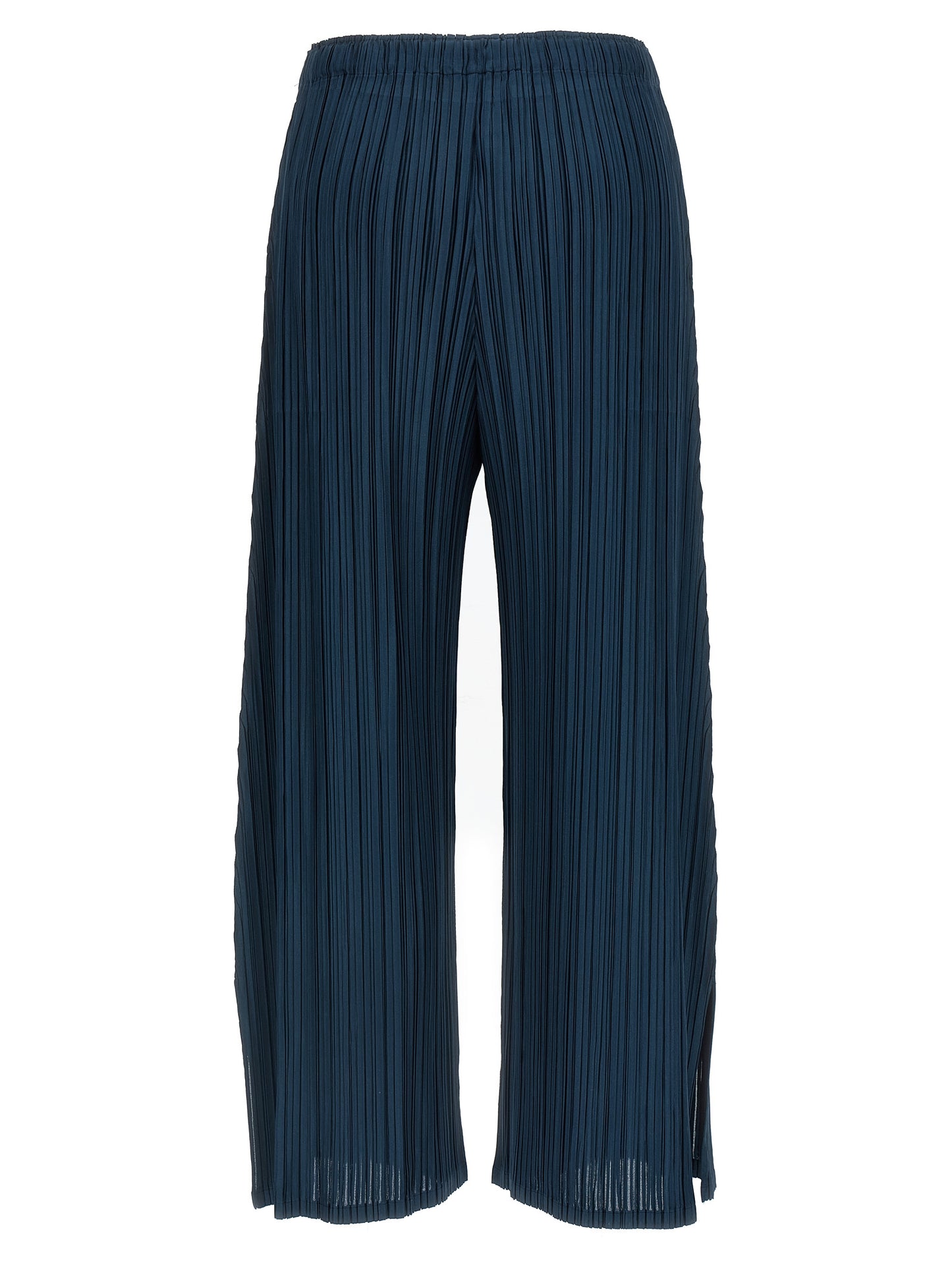 Casual Pants by PLEATS PLEASE ISSEY MIYAKE for women in polyester blue & signature presents a tailored silhouette, showcasing a tailored wide and long cut with a refined for a truly tailored aesthetic.