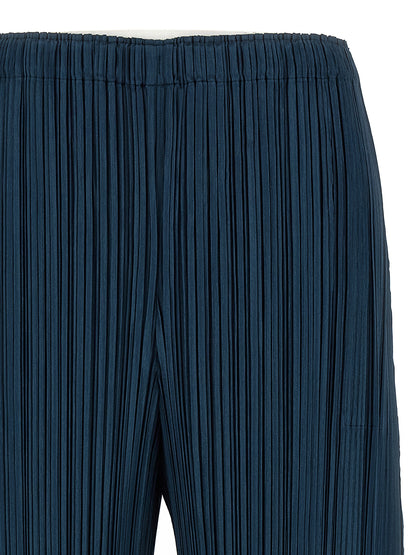 Casual Pants by PLEATS PLEASE ISSEY MIYAKE for women in polyester blue & signature features a polished silhouette with a polished wide, reaching a polished long and finished with a polished .