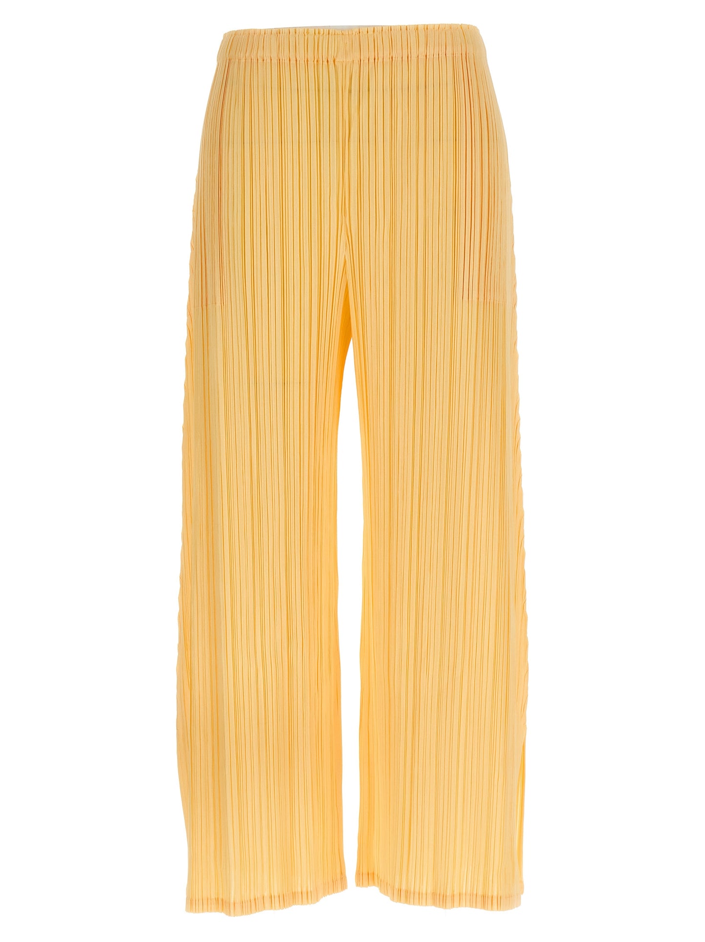Casual Pants by PLEATS PLEASE ISSEY MIYAKE for women in polyester bicolour & yellow features a refined silhouette with a refined wide, defined by a and a refined long for a refined finish.