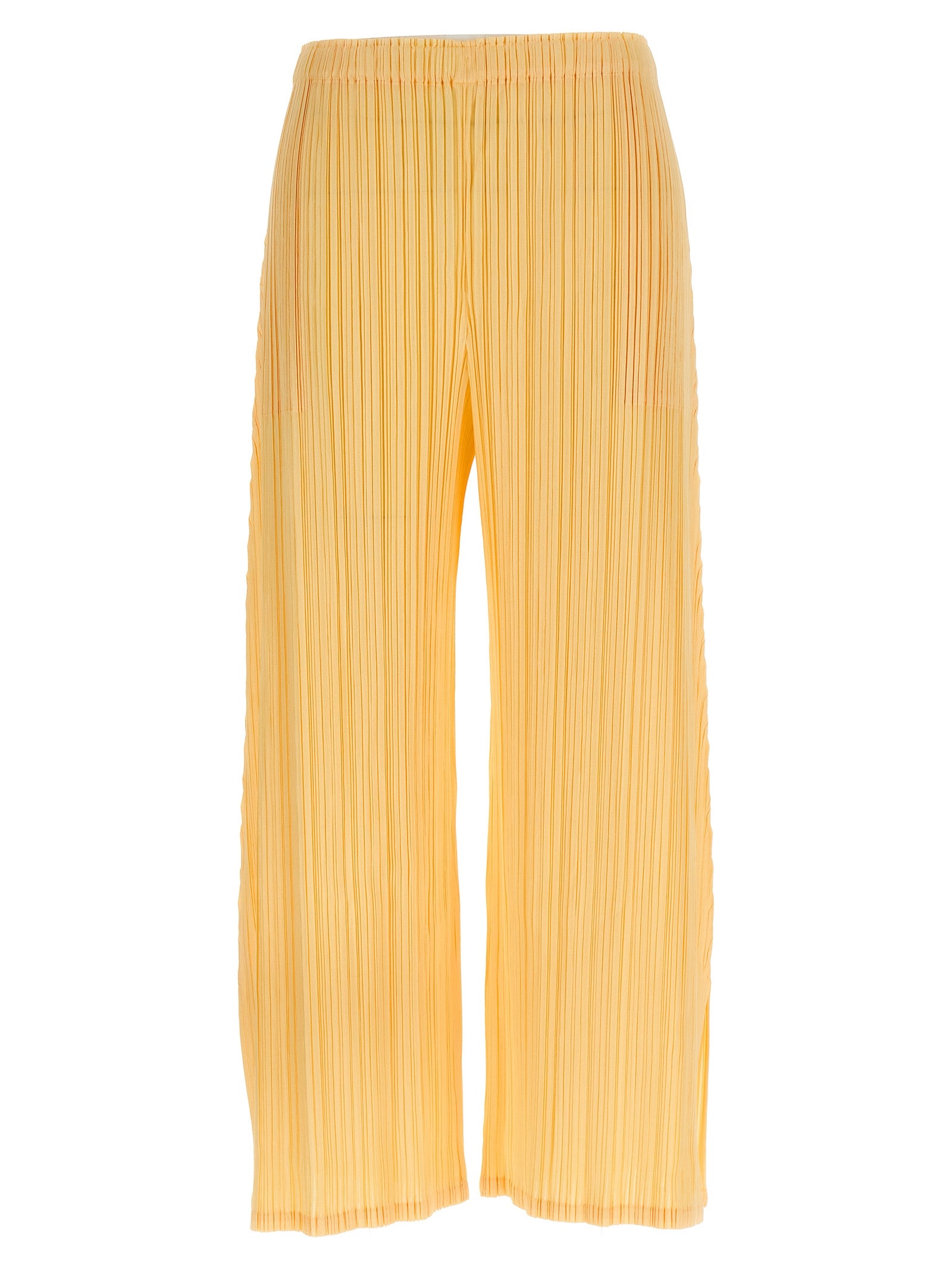 Casual Pants by PLEATS PLEASE ISSEY MIYAKE for women in polyester bicolour & yellow features a refined silhouette with a refined wide, defined by a and a refined long for a refined finish.